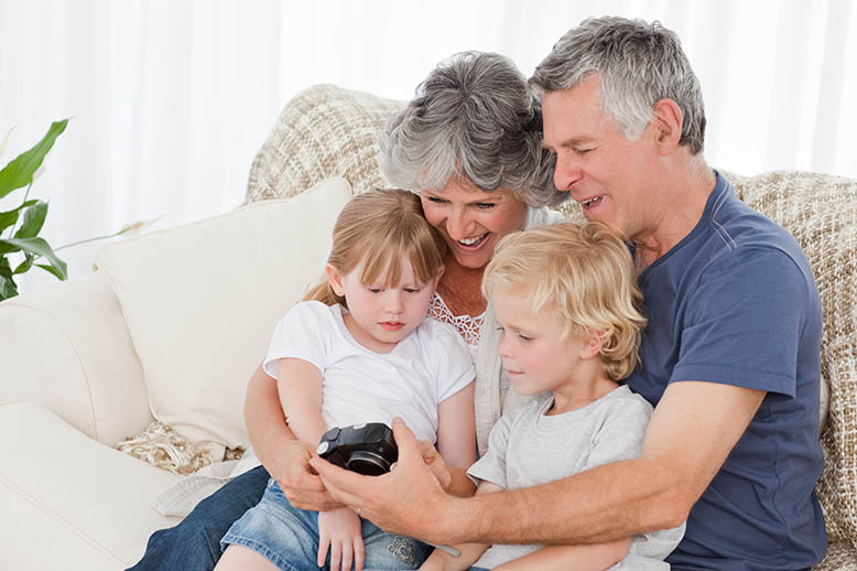 Family on couch with kids