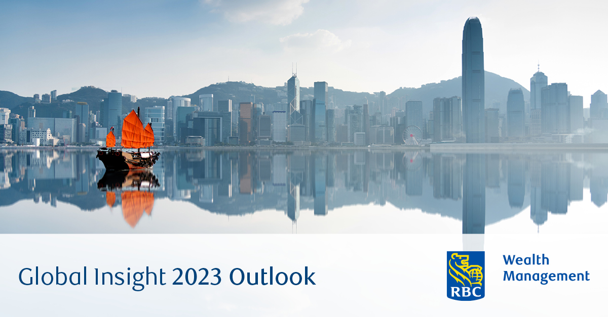 Global Insight 2023 Outlook - junk boat crossing Hong Kong Harbor