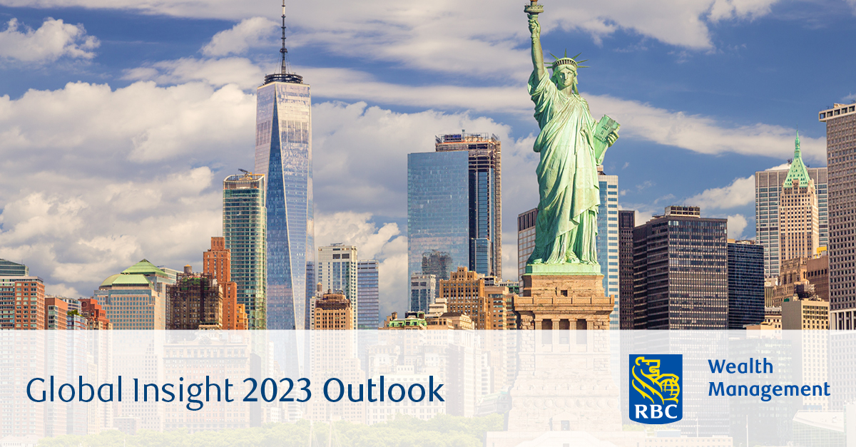 New York skyline with statue of liberty - Global Insight Outlook 2023 Cover