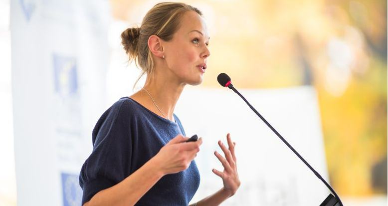 Young business woman giving a presentation