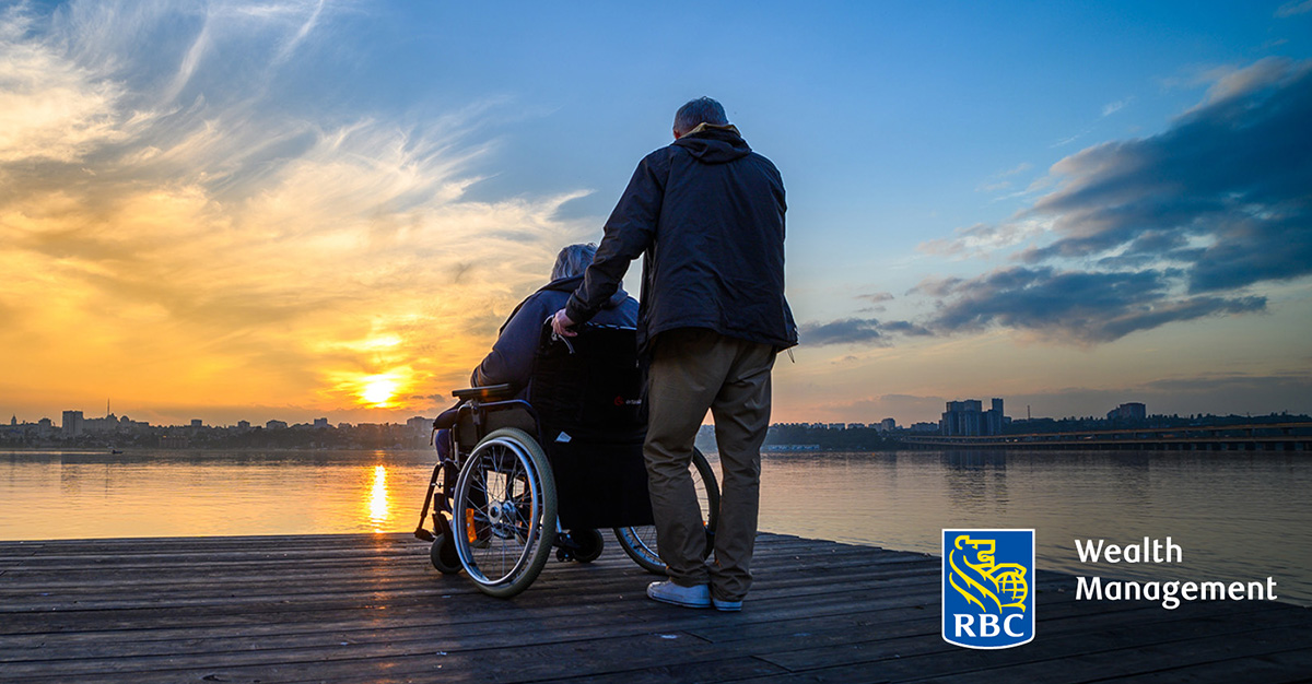 Couple on dock with wheelchair