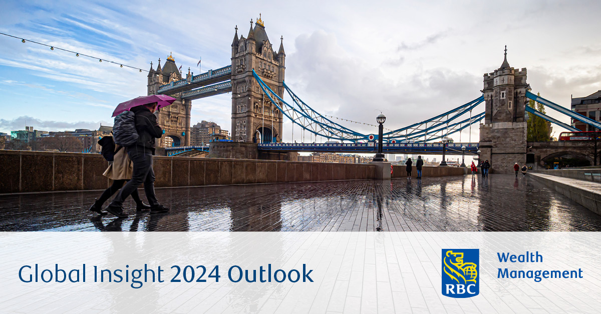 Rainy day at London Tower Bridge Global Insight Outlook 2024