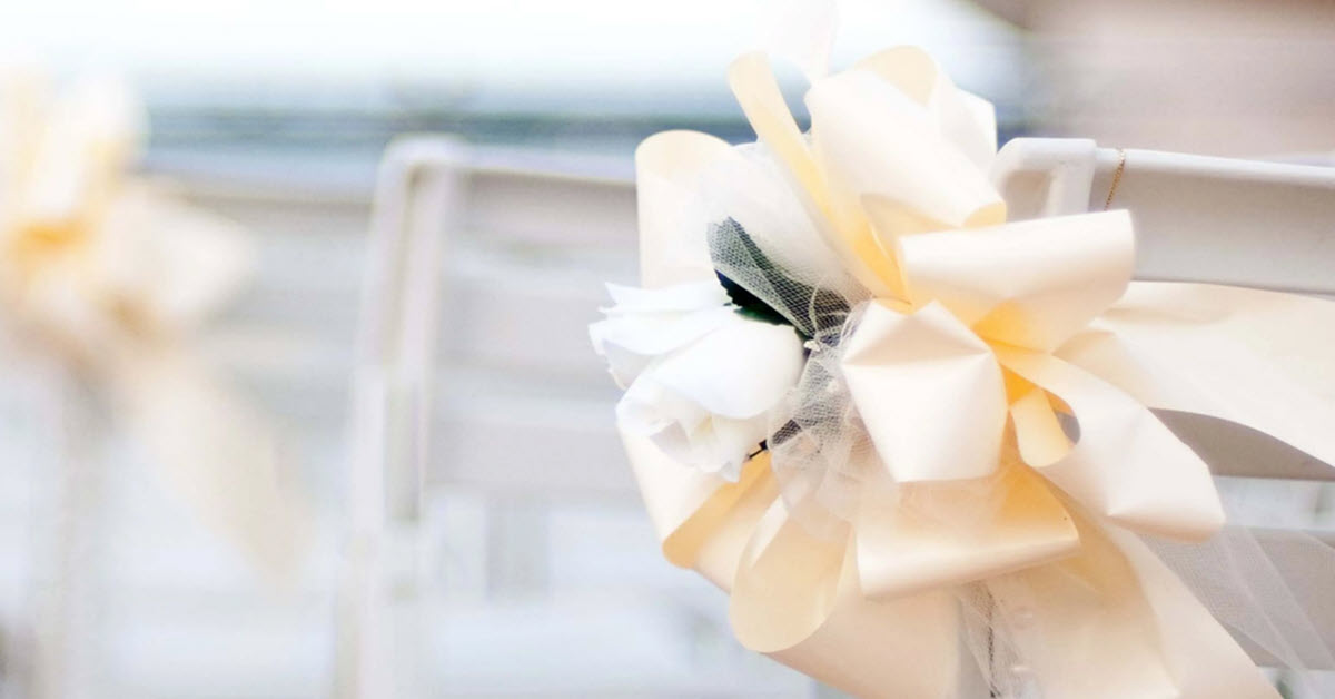 ribbon and flower wedding decor