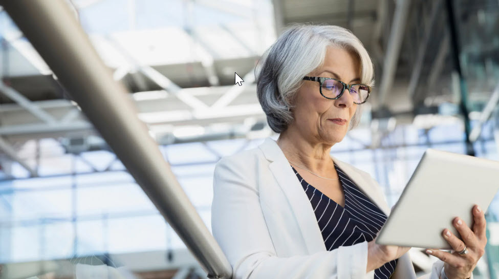 Older woman working on a tablet