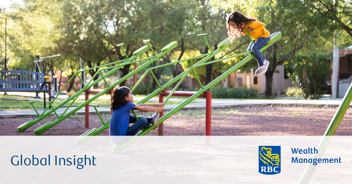 Children on seesaw in park