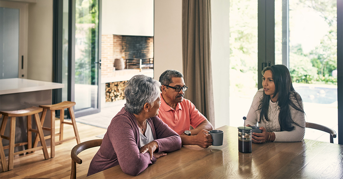 Parents talking to child