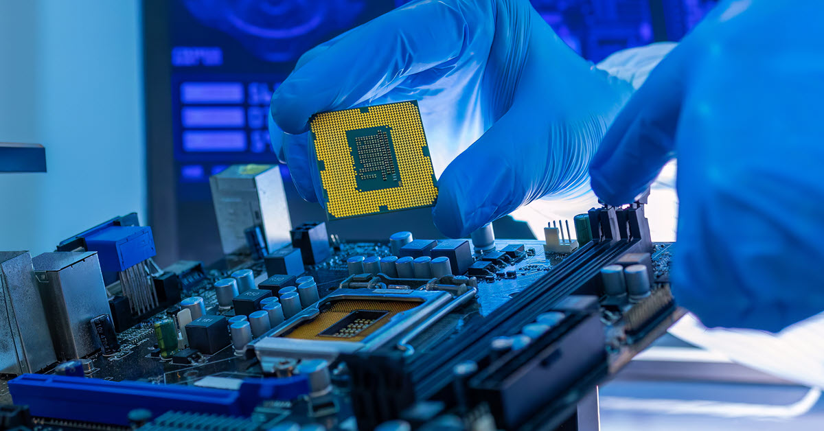 Electronic engineer updating computer components