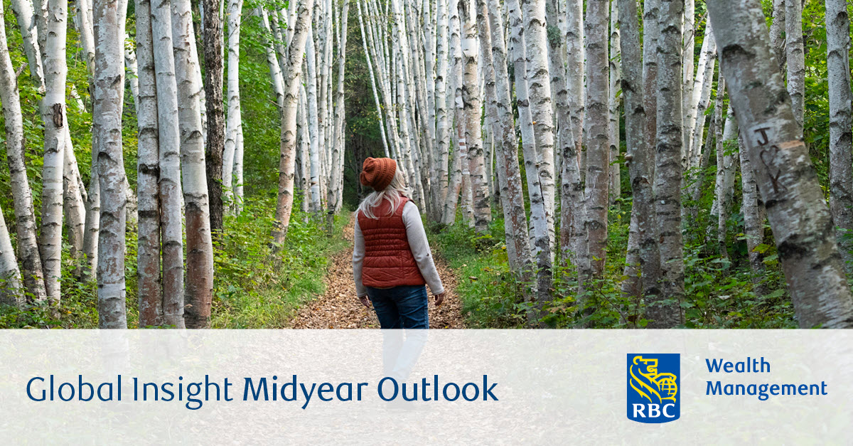 Blonde woman walking in dense forest