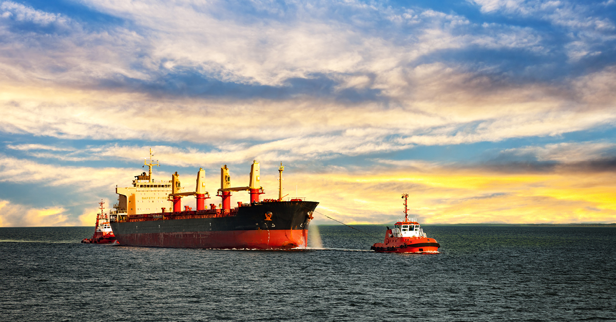 Cargo pulling cargo ship