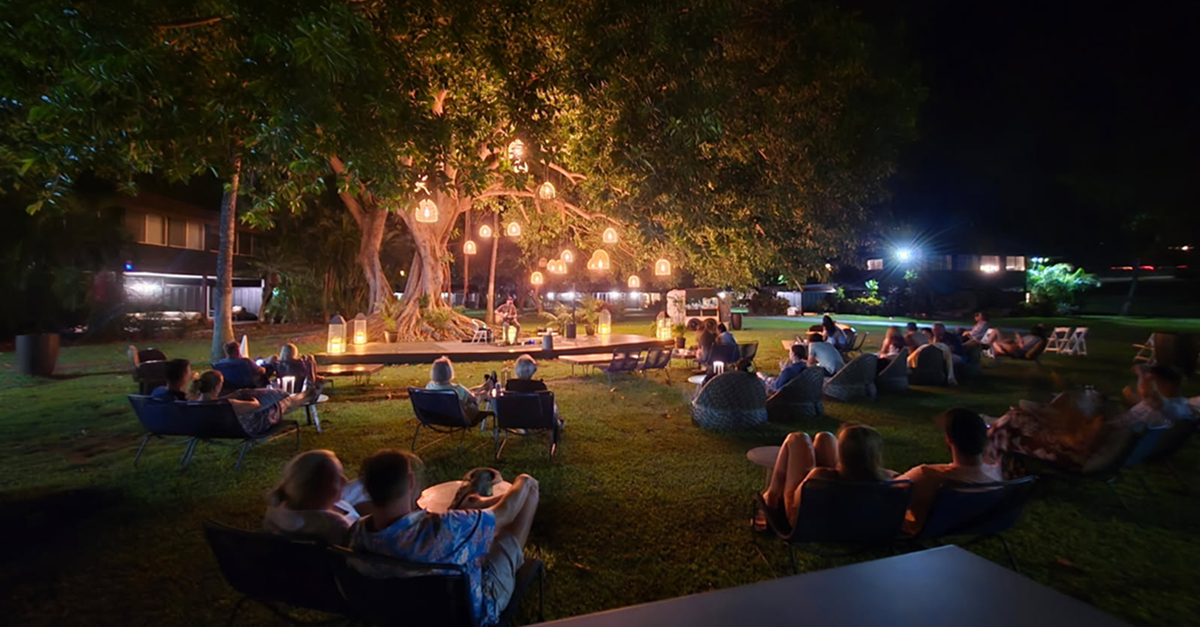 Enjoying an evening of music outdoors