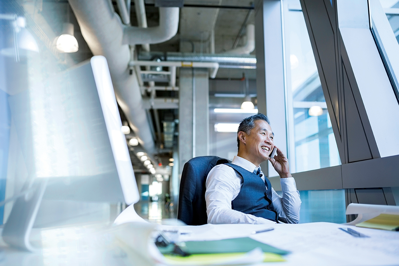 Businessman sitting at a desk