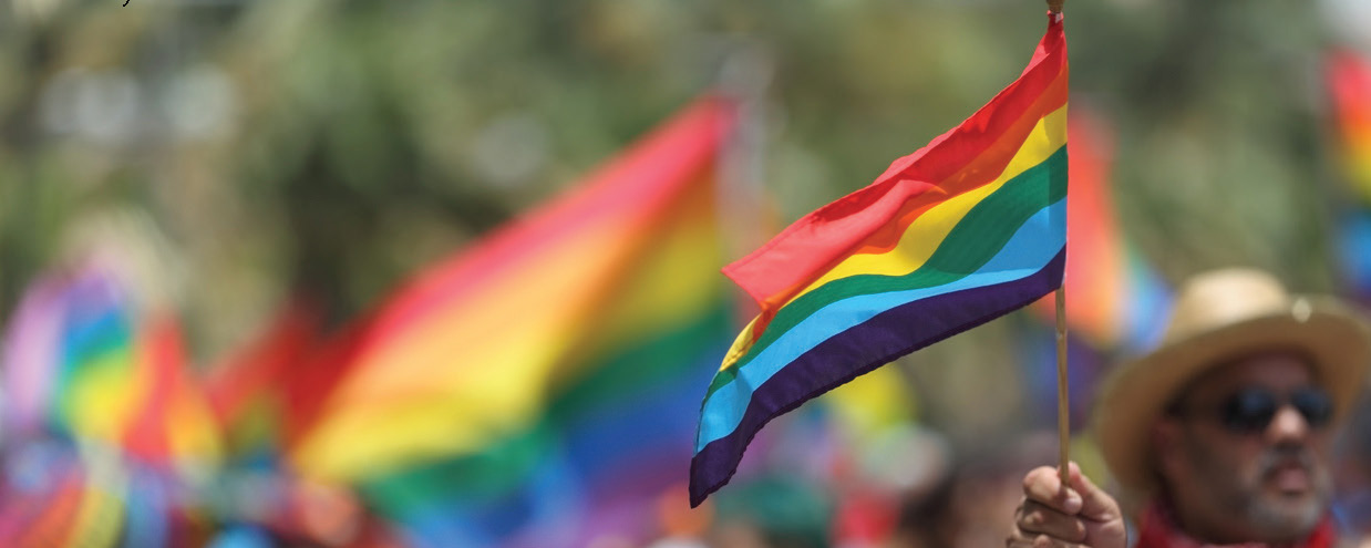 Parade of rainbow flags