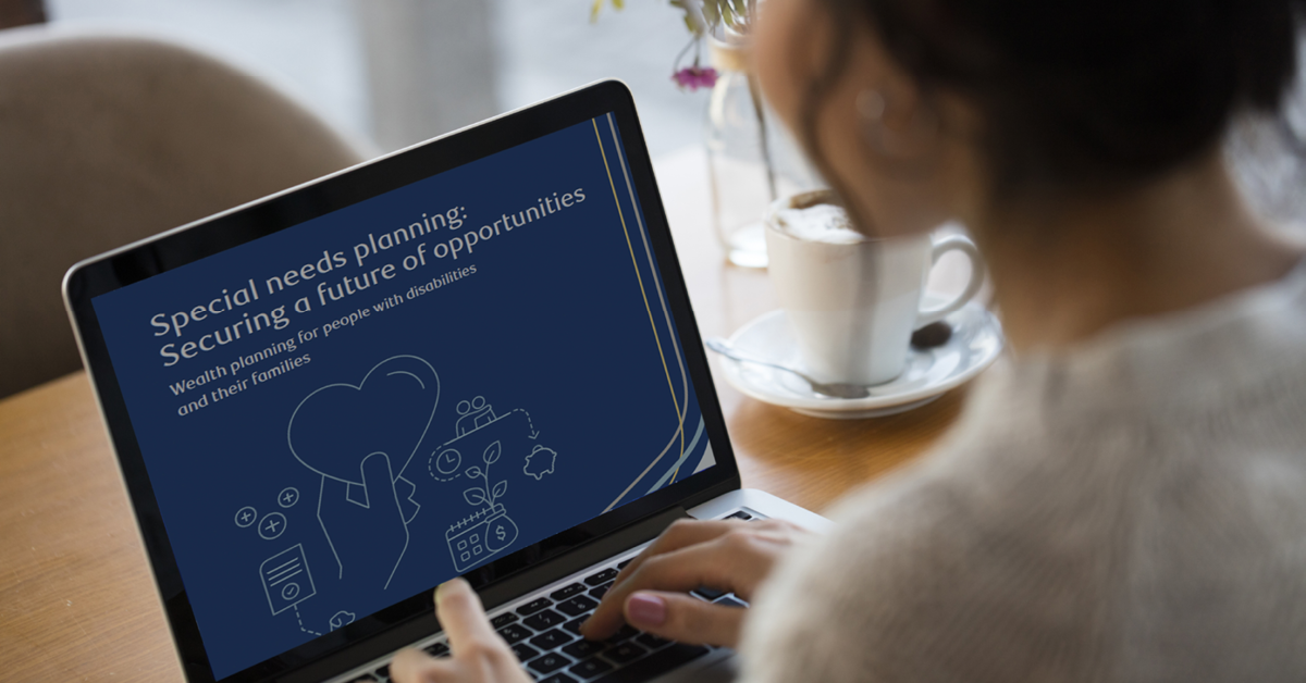 Woman on computer looking at special needs planning insights report