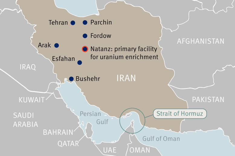 Map of Key Iranian nuclear sites