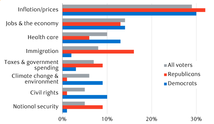 Top issues of concern to adults ranked in order